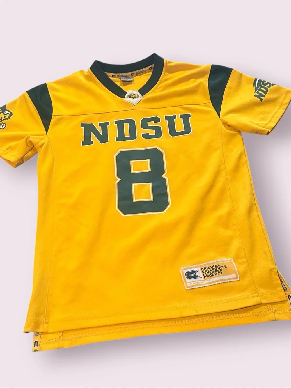 Colosseum NDSU Youth Gold & Green Football Jersey #8 Size Medium (10/12)